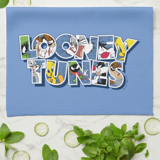 LOONEY TUNES™-tecken i bokstäver Kökshandduk (Vikta)
