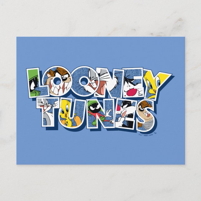 LOONEY TUNES™-tecken i texten Vykort (Framsida)