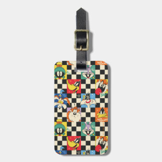 LOONEY TUNES™-tecken på Black & White Checker Bagagebricka