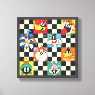 LOONEY TUNES™-tecken på Black & White Checker Canvastryck