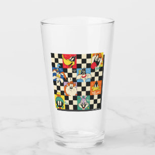LOONEY TUNES™-tecken på Black & White Checker Glaskopp