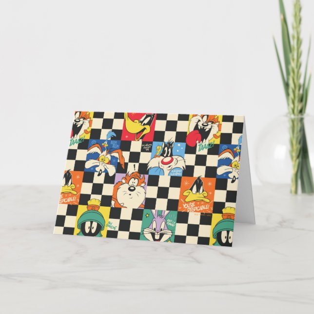 LOONEY TUNES™-tecken på Black & White Checker Kort (Framsida)