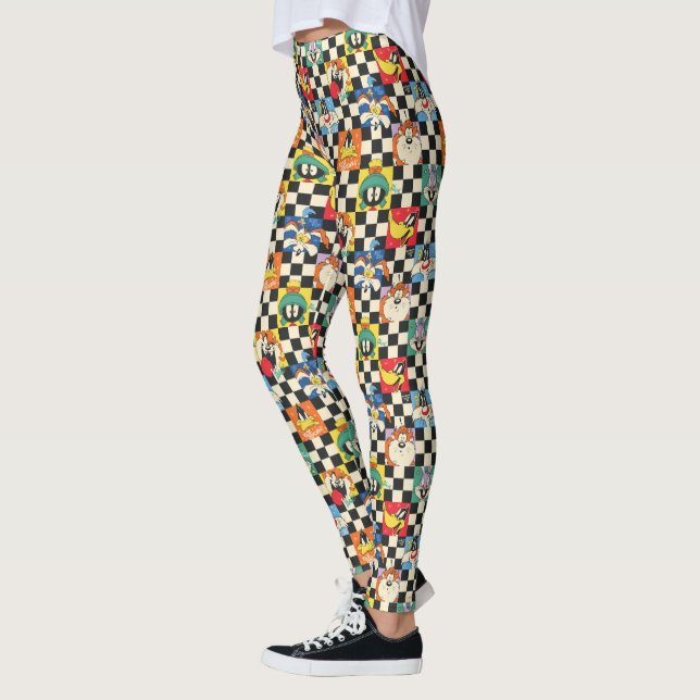 LOONEY TUNES™-tecken på Black & White Checker Leggings (Vänster)