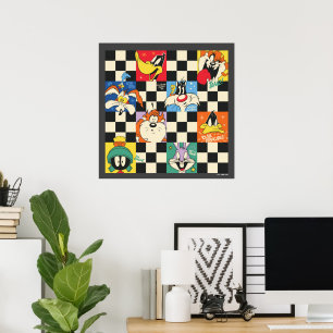 LOONEY TUNES™-tecken på Black & White Checker Poster