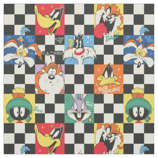 LOONEY TUNES™-tecken på Black & White Checker Tyg