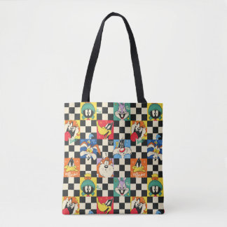 LOONEY TUNES™-tecken på Black & White Checker Tygkasse