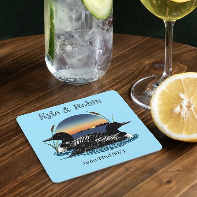 Loons Sunset Blue Underlägg Papper Kvadrat (Skapare uppladdad)