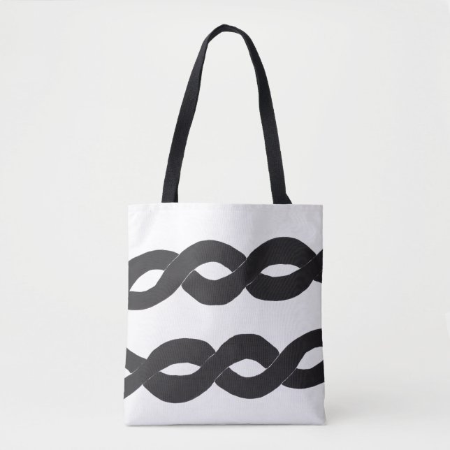 Loop Band Monochrome Bläck Tote Bag Tygkasse (Framsida)