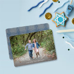Looped Lettering Hanukkah Photo Card Julkort<br><div class="desc">Detta hälsningskort är perfekt för dem som firar Hanukkah i  hälsning med familj och vänner.</div>