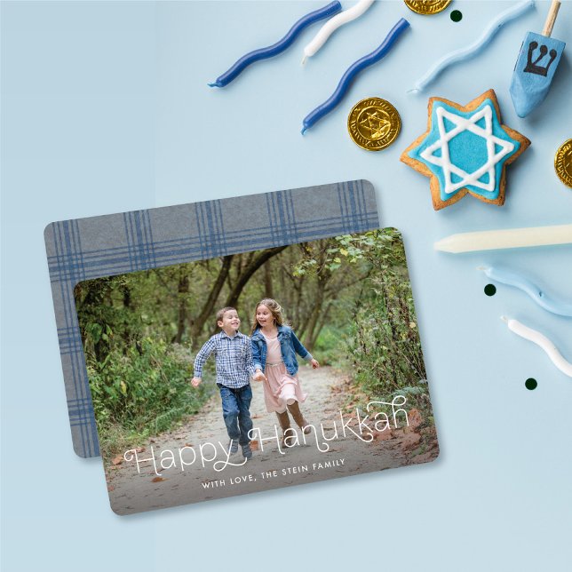 Looped Lettering Hanukkah Photo Card Julkort (Skapare uppladdad)