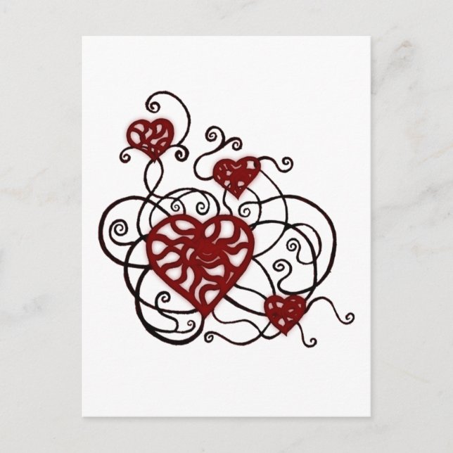 Loopy Kärlek Heart Trellis Vykort (Framsida)