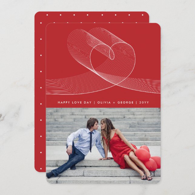 Loopy Kärlek Linjer Heart Simple Alla hjärtans dag Julkort (Fram/baksida)