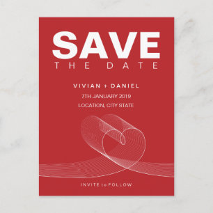 Loopy Love Lines Vita Save The Date-Brevkort Meddelande Vykort