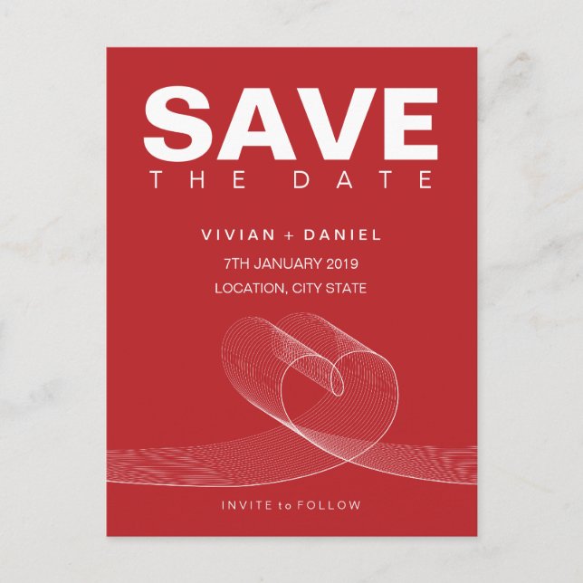 Loopy Love Lines Vita Save The Date-Brevkort Meddelande Vykort (Framsida)
