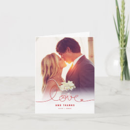 Loopy Love Rött Hjärtas Bröllopsfoto Tack Kort