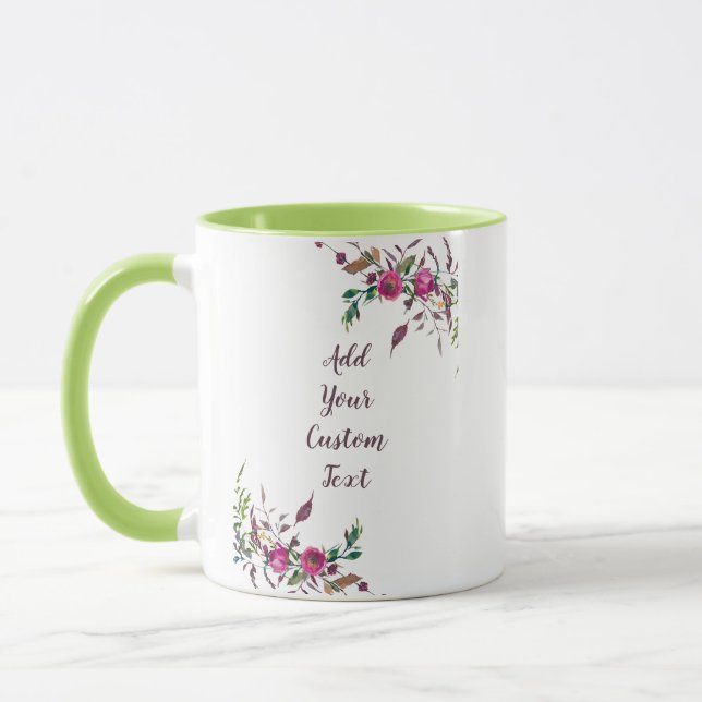 Loose pink watercolor flowers customizable mugg (Vänster)