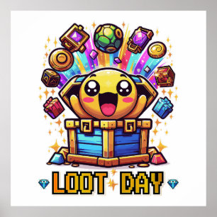 Loot Day Gaming Skattkista Grafik Poster