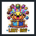 Loot Day Gaming Treasure Chest Graphic Poster<br><div class="desc">Bring the excitement of your favorite video games into the real world with the "Loot Day" collection by AmazingEG. This design is specifically crafted for gamers who value the thrill of discovery. Featuring an iconic treasure chest scene packed with gold, rare gems, and a hero who just hit the jackpot,...</div>