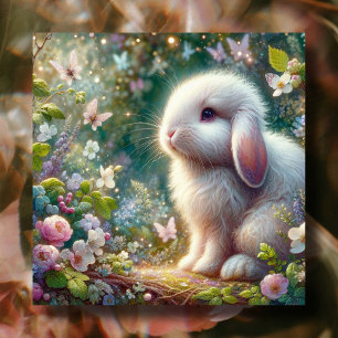 Lop Eared Bunny Butterflies Vår blommor Julkort