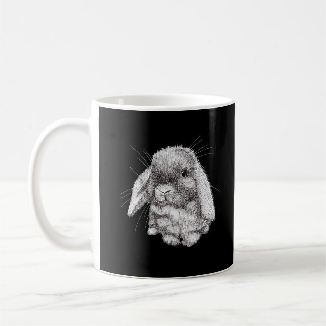 Lop Eared Bunny Rabbit Sketch Manar Womens Childre Kaffemugg (Vänster)