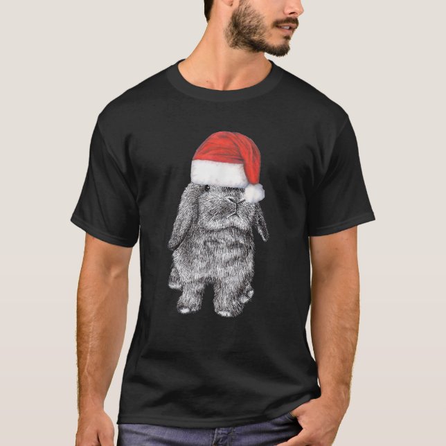 Lop Earny Bunny Rabbit i Jultomten Jul Ha T Shirt (Framsida)
