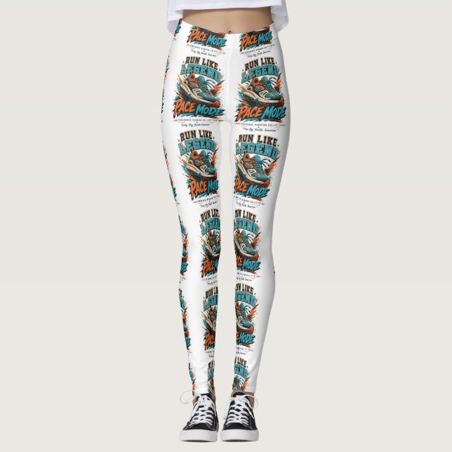 Löp som Legend Pace Mode Retro löparsko konst Leggings (Framsida)