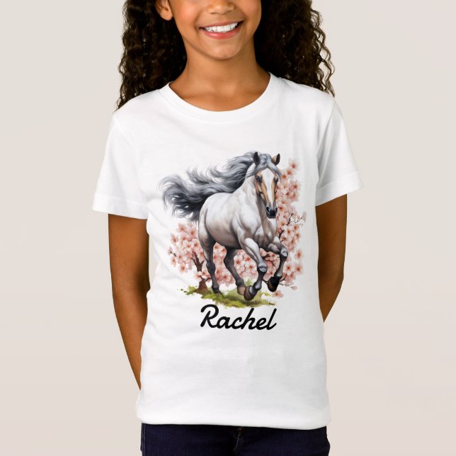Löpande blåbrun häst t shirt (Framsida)