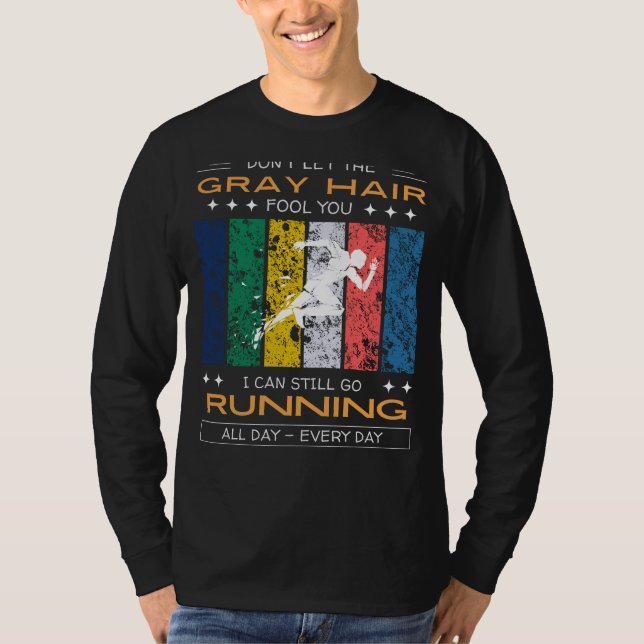 Löpande entusiast T-shirt - Grått hår, uthållighet (Framsida)