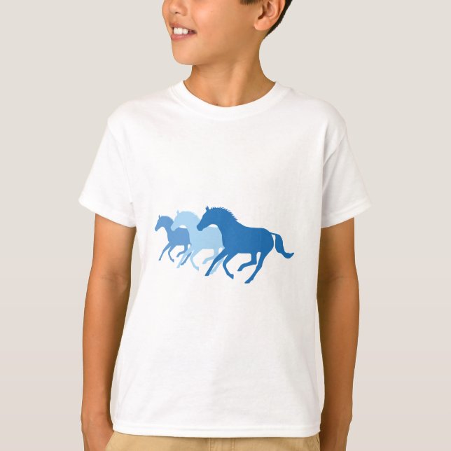 Löpande häst (blå) tee shirt (Framsida)