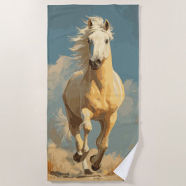 Löpande häst i vintageillustration med varma toner