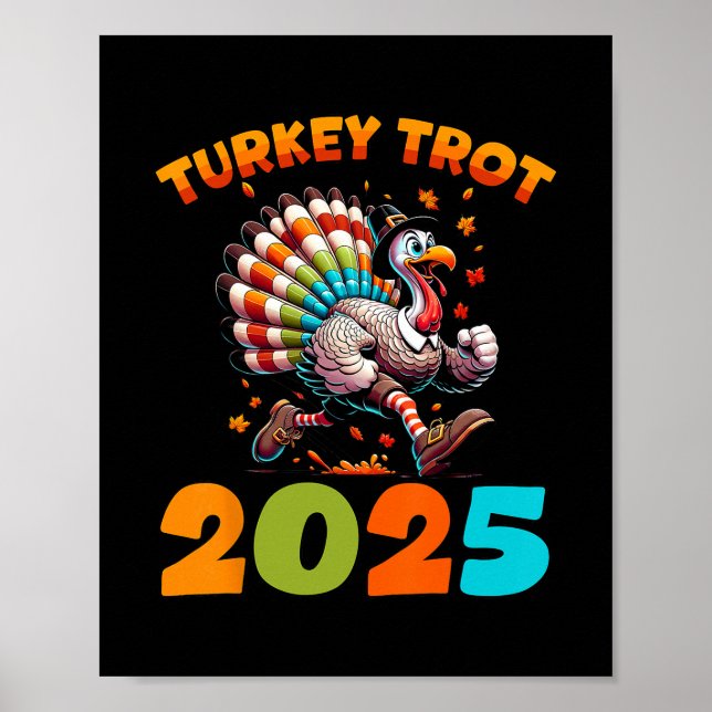 Löpande Kalkon Tacksägelse 2025 För Pojkar Flicka Poster (Framsidan)