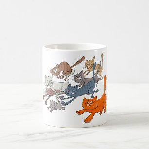 Löpande Katter Mönster Nyckfulla Kattungar Kaffemugg
