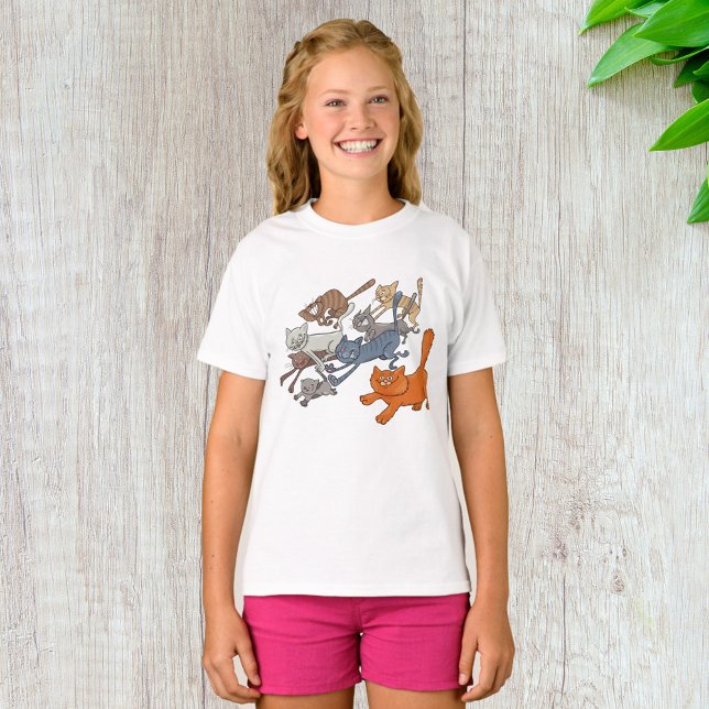 Löpande Katter Mönster Nyckfulla Kattungar T Shirt (Skapare uppladdad)