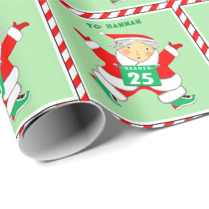 Löpande Mrs. Claus Holiday Presentpapper