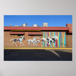 Löpande Paint Horses -väggmålning, Tucumcari, New Poster