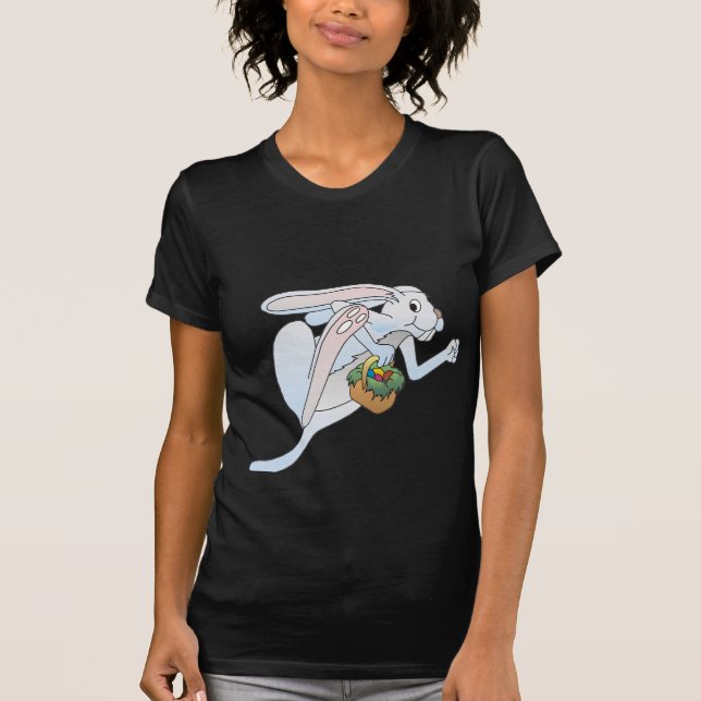 Löpande Påskhare och basket av ägg Tee Shirt (Framsida)