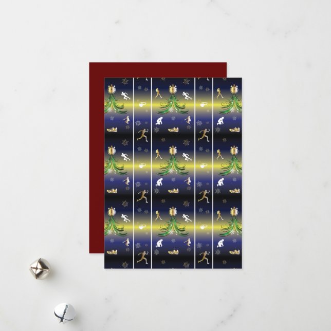 Löpar julgran - Tjejer som springer Julkort (Fram/Back In Situ)