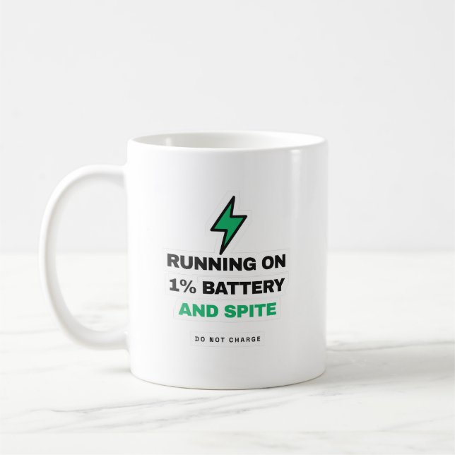Lopar På 1 Procents Batteri Och Illvilja Rolig Mug Kaffemugg (Vänster)