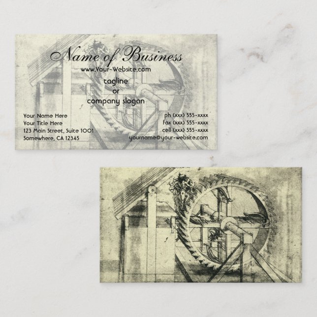 Löparbandsdriven armborst av Leonardo da Vinci Visitkort (Fram/baksida)