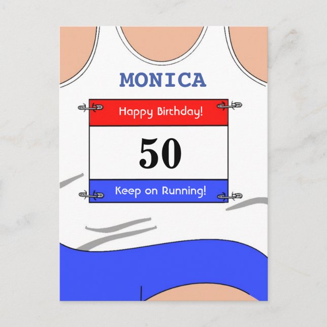 Löpare Vit topp Vykort (Framsida)