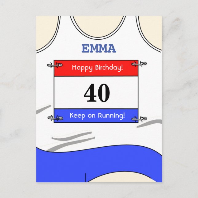 Löpare Vit topp Vykort (Framsida)