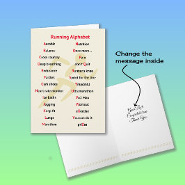 Löparens alfabet sportstema kort