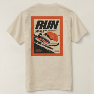 Löparskodans framsida bröst & Run Poster Baksida U T Shirt