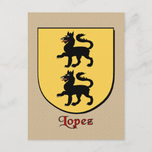 Lopez Family Heraldic Shield Vykort