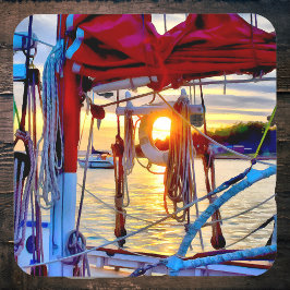 Lopez Island Boats and Sunset Hard Plastic Underlä Underlägg