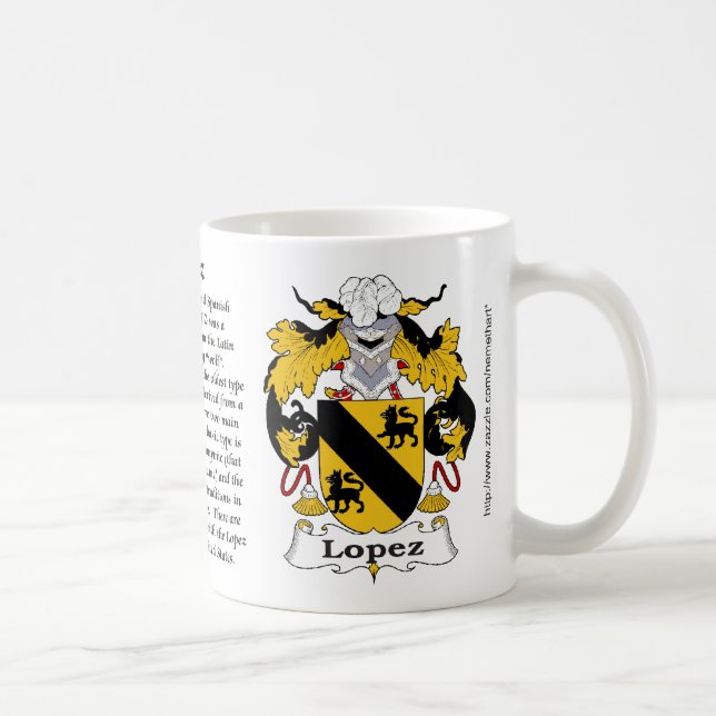 Lopez, ursprung, det menande och vapenskölden kaffemugg (Höger)