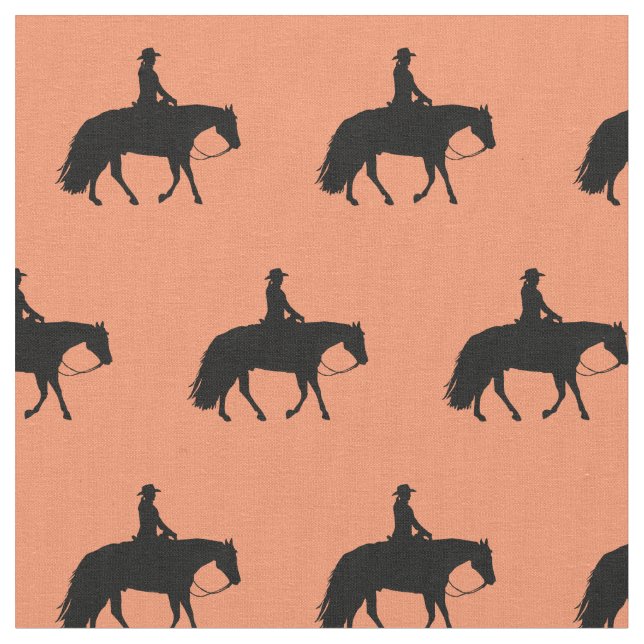 Loping svart westerna nöjehästSilhouettes Tyg (Närbild)