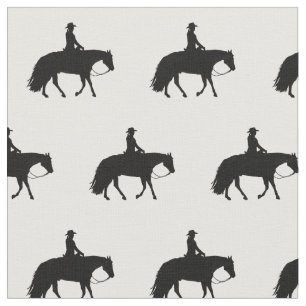 Loping svart westerna nöjehästSilhouettes Tyg