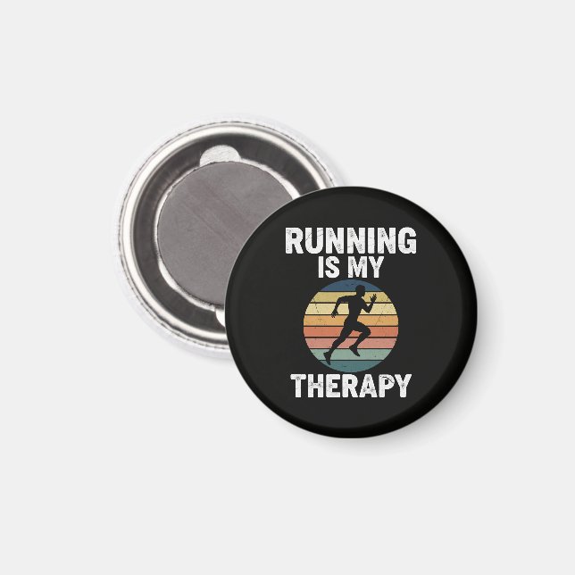 Löpning Är Min Terapi Magnet (Front/Back)
