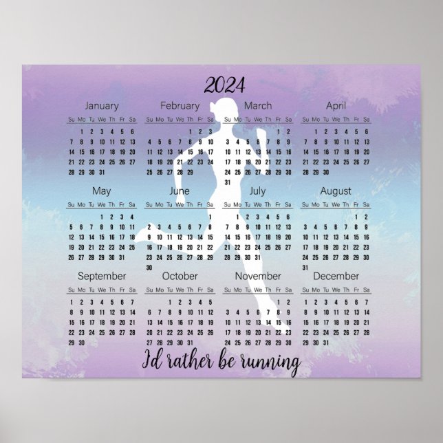 Löpning Jogging Design 2024 Kalender Poster (Framsidan)